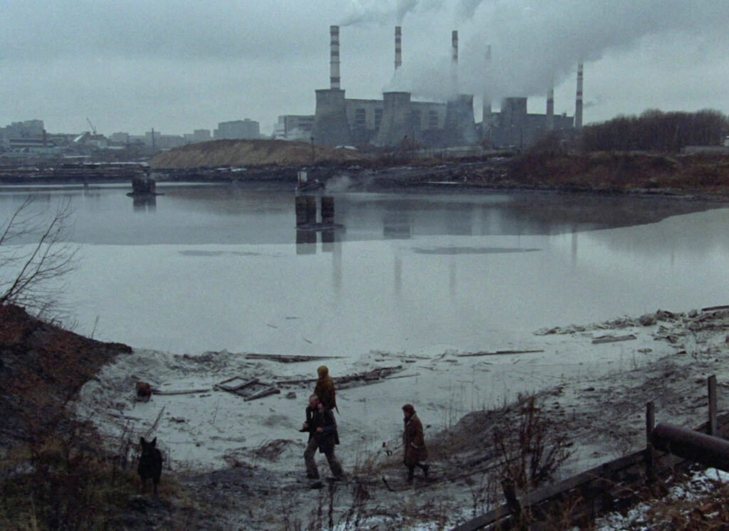 Desolate industrial landscape representing the Zone in Andrei Tarkovsky's Stalker (1979)