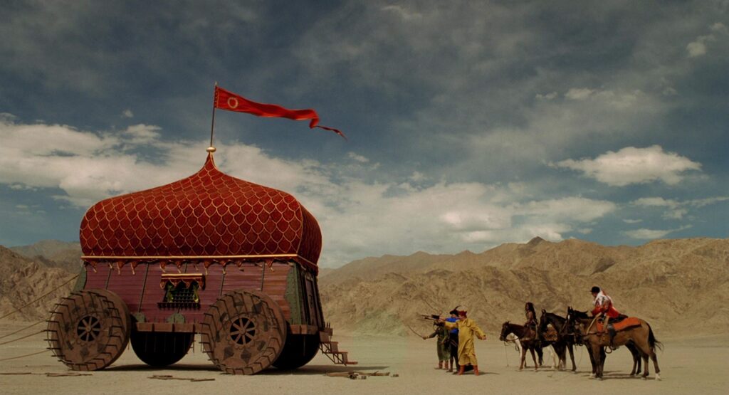 The Fall (2006) — an elaborate red domed wagon, one of the film's many handcrafted fantasy set pieces
